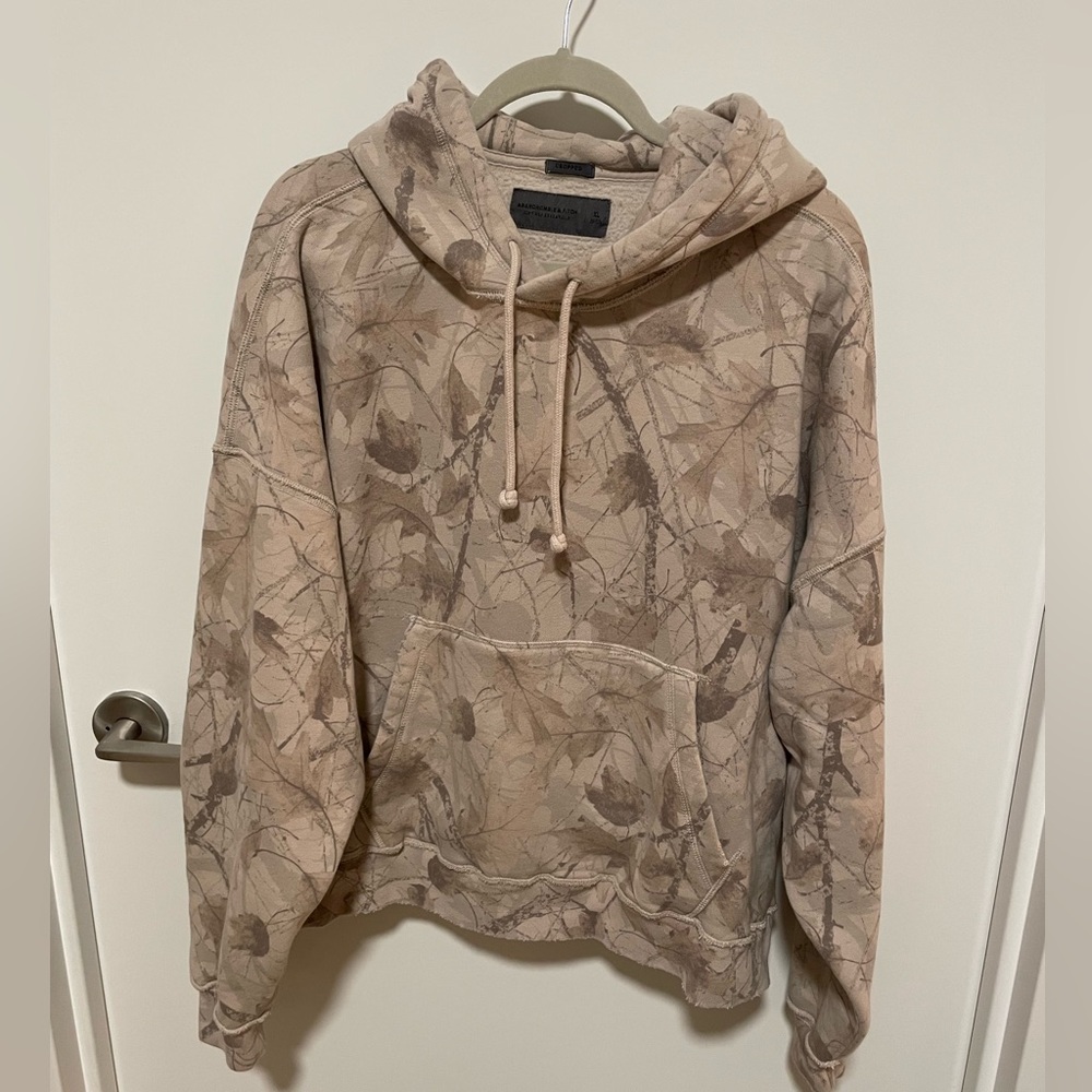 Abercrombie Cropped Popover Hoodie - Size Men’s XL - Camo